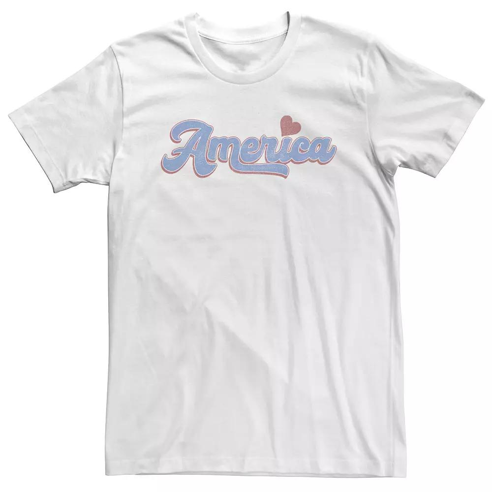 Big & Tall Trendy America Script Heart Tee, Men's,  Product Image