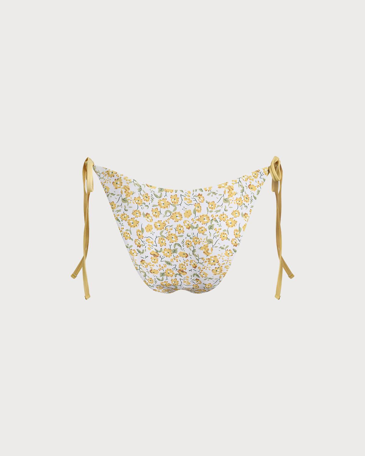 Yellow Floral Triangle Bikini Set Product Image