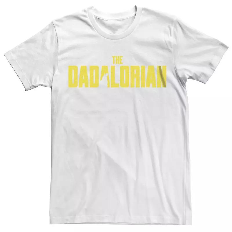 Men's Star Wars The Mandalorian Dadalorian Yellow Logo Graphic Tee, Size: Large, White Product Image