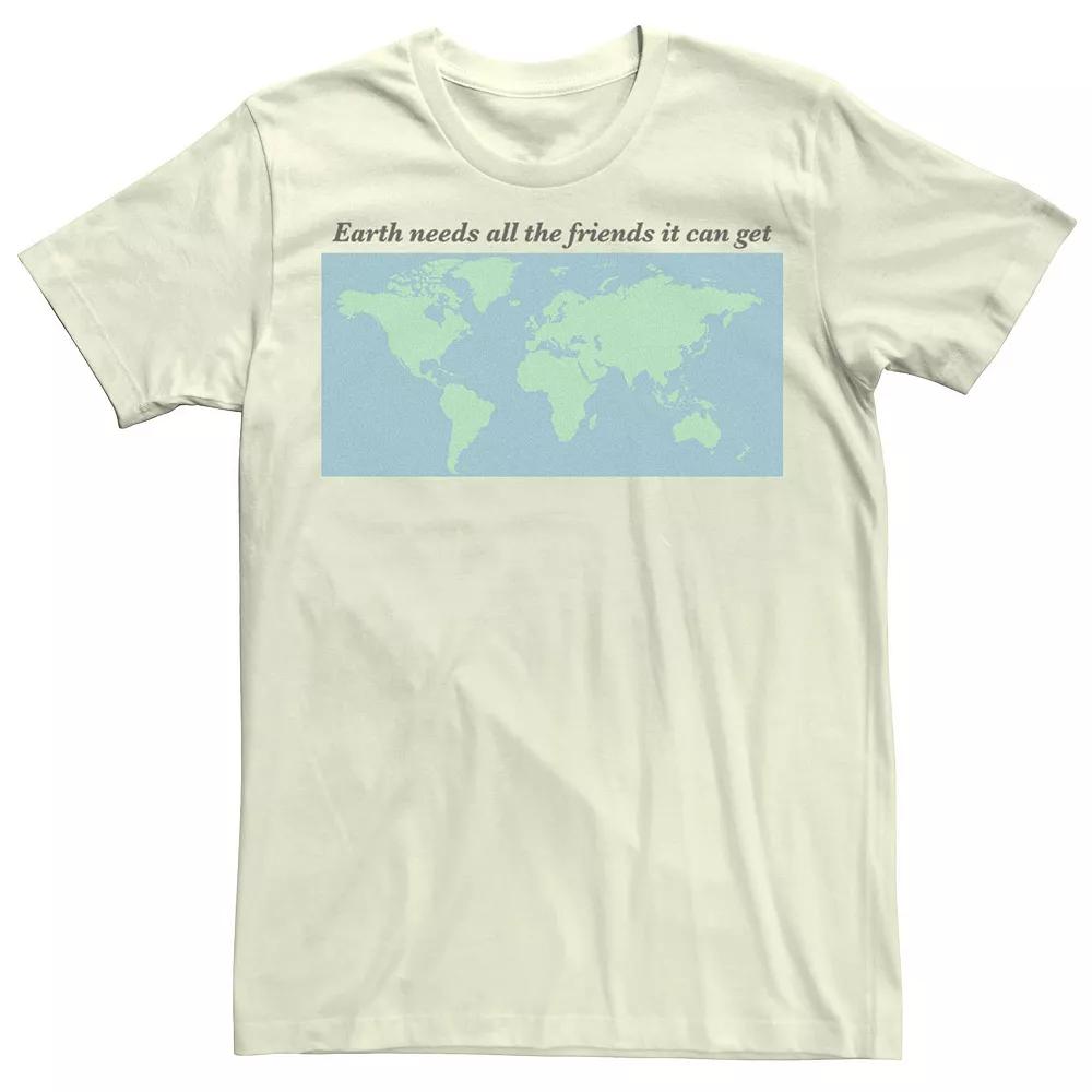Men's Earth Day Earth Needs All The Friends It Can Get Tee, Size: 3XL, Natural Product Image
