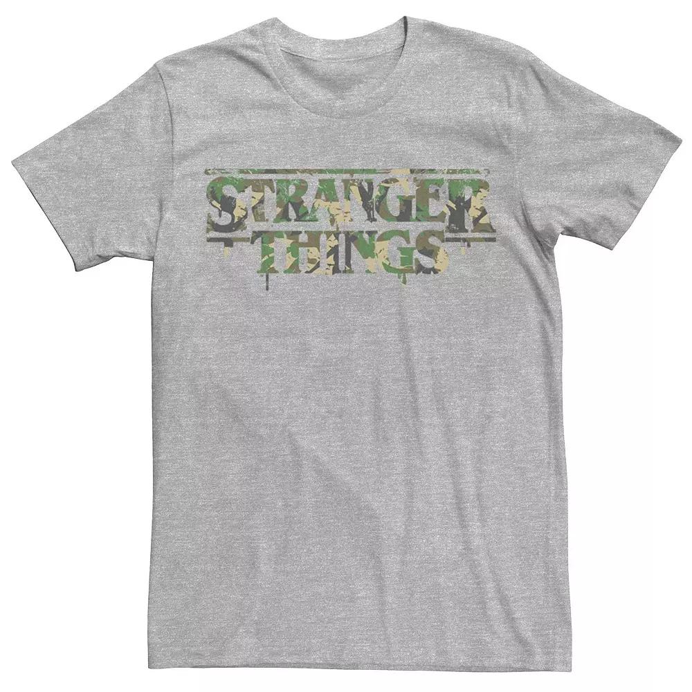 Men's Netflix Stranger Things Camouflage Logo Tee, Size: Medium, Athletic Grey Product Image
