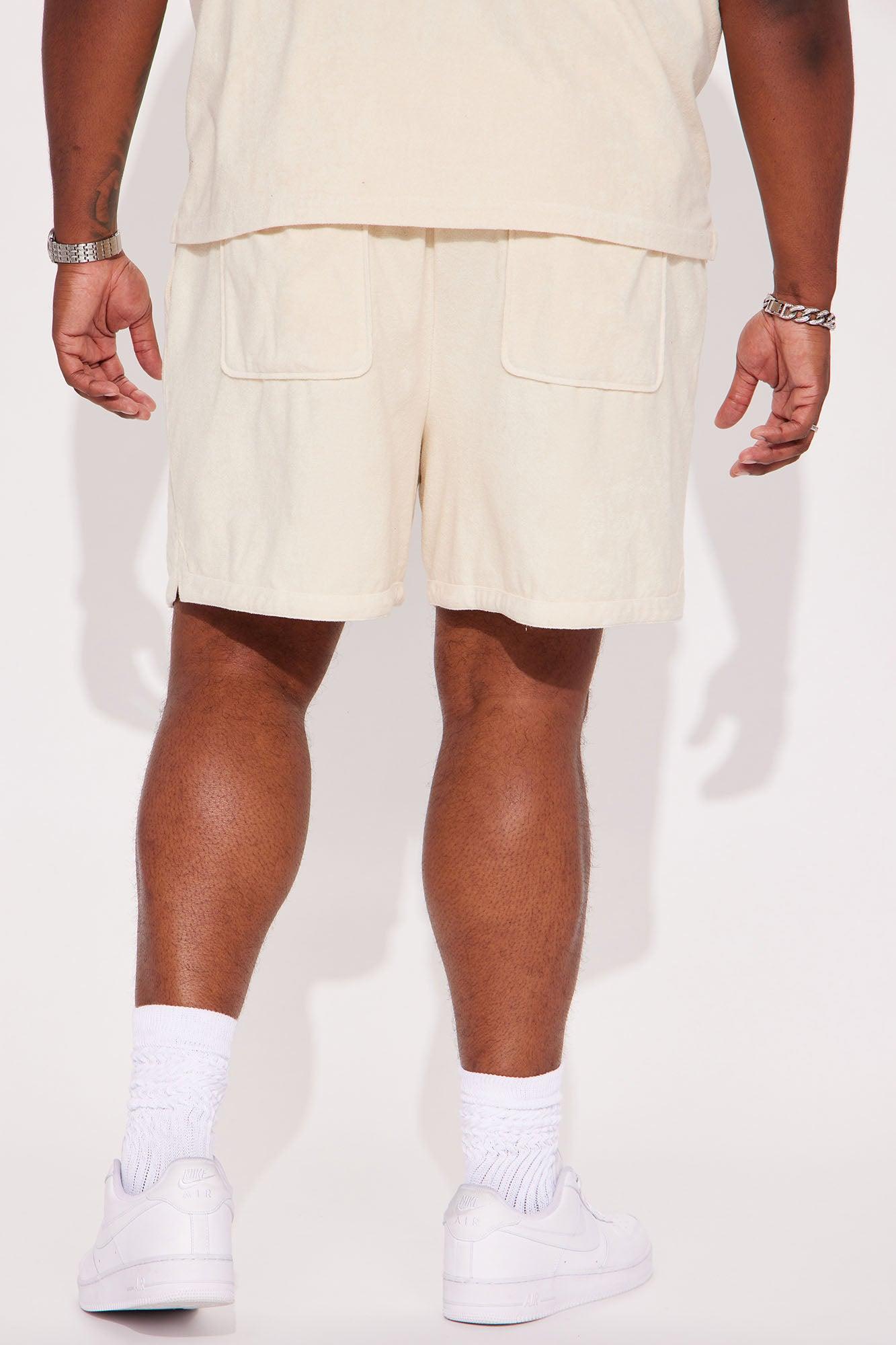 Dipped Terry Knit Shorts - Cream Product Image
