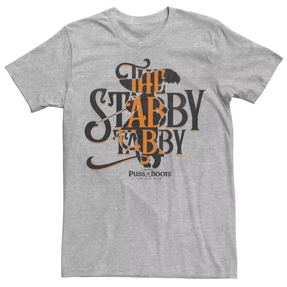 Men's Puss In Boots Stabby Tabby Silhouette Tee, Size: Small, Athletic Grey Product Image