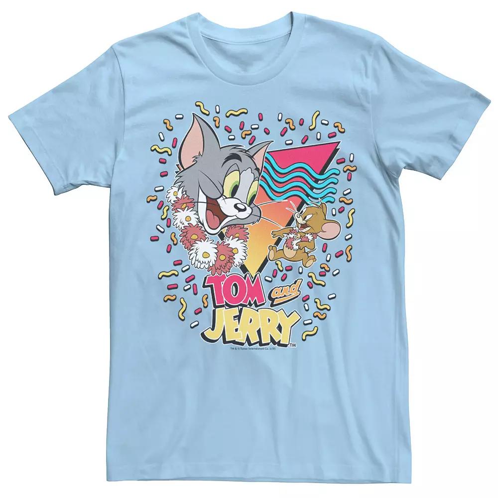 Men's Tom And Jerry Tropical 90's Confetti Portrait Tee,  Product Image