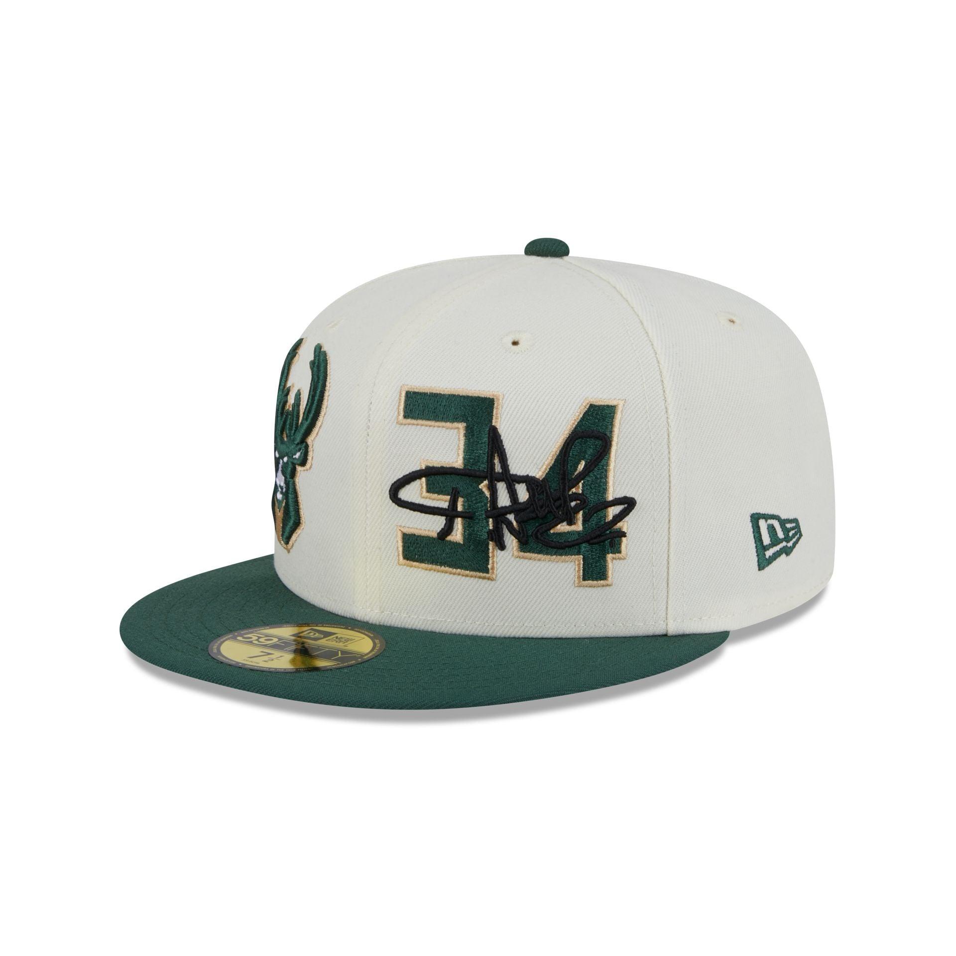 Milwaukee Bucks Giannis Antetokounmpo Chrome White 59FIFTY Fitted Hat Male Product Image