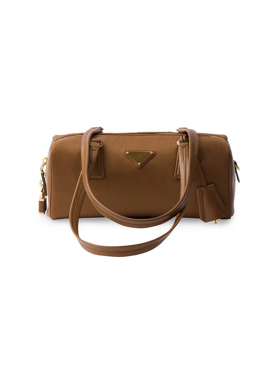 Womens Re-Nylon and Leather Medium Top Handle Bag Product Image