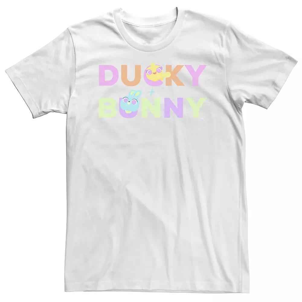 Big & Tall Disney / Pixar Toy Story 4 Ducky & Bunny Colorful Names Logo Tee, Men's, Size: XL Tall, White Product Image