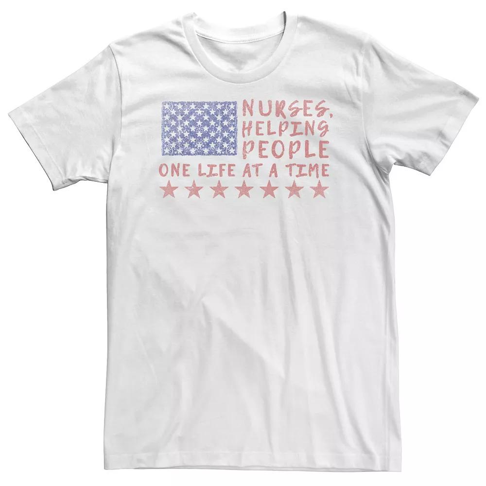 Big & Tall "Nurses, Helping People One Life At A Time" Tee, Men's, Size: 3XL, White Product Image