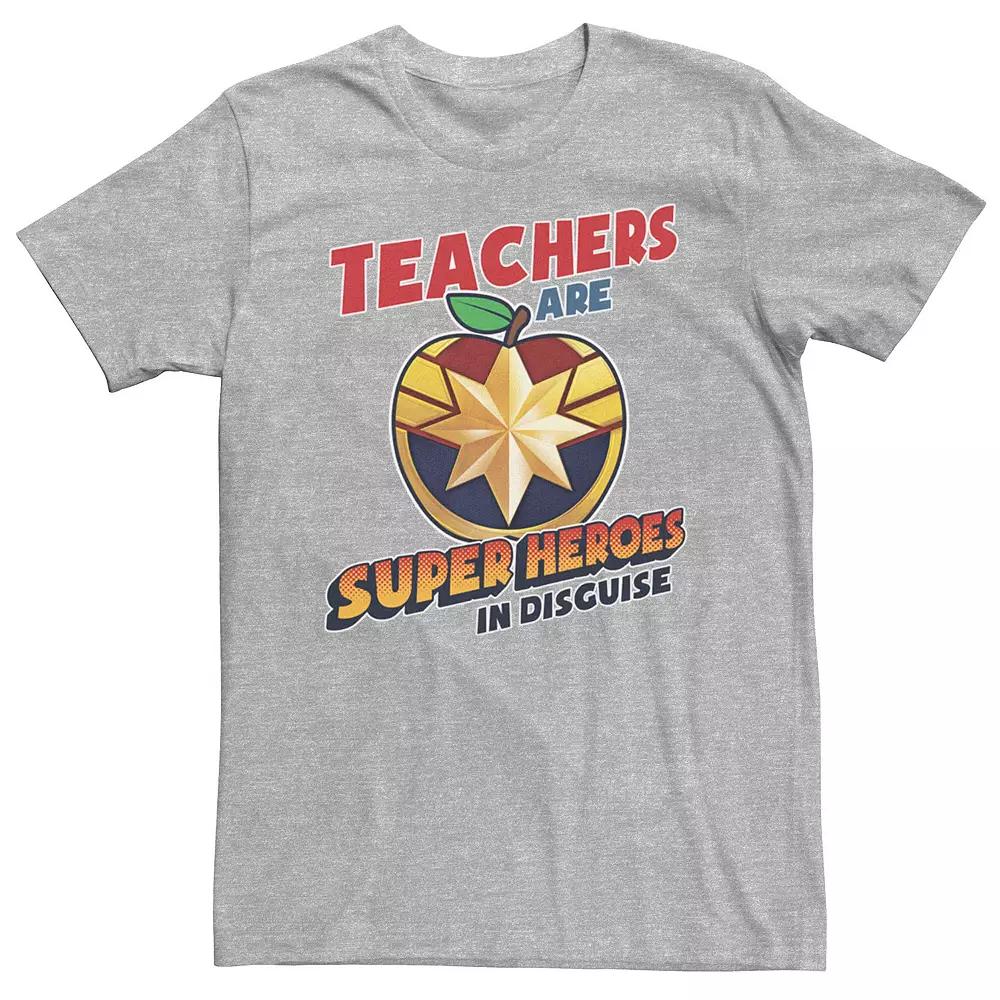 Men's Marvel Teachers Are Super Heroes In Disguise Captain Marvel Tee, Size: 3XL, Athletic Grey Product Image