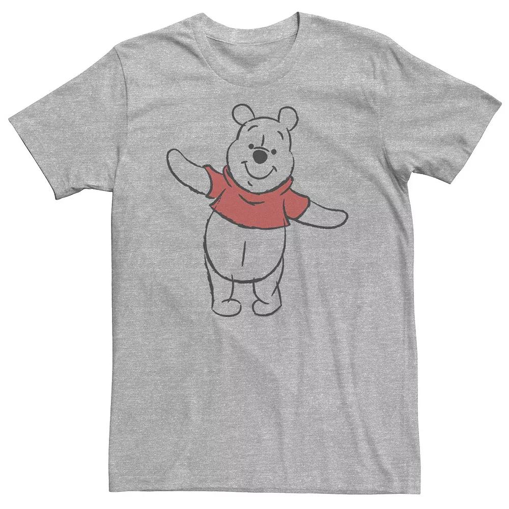 Disney's Winnie The Pooh Big & Tall Art Bear Sketch Tee, Men's, Size: 4XL, Athletic Grey Product Image
