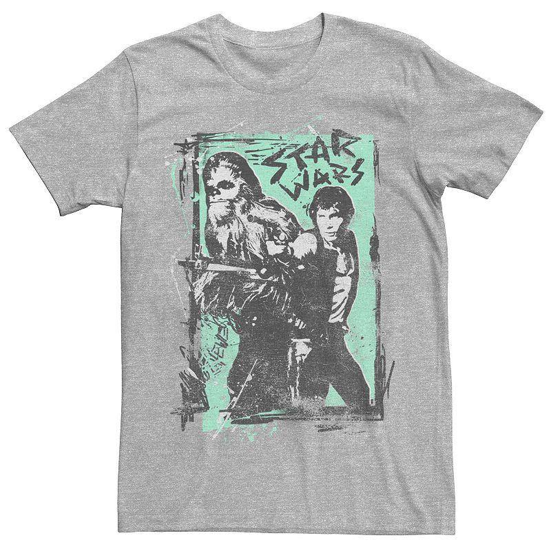 Men's Star Wars Han And Chewie Grunge Poster Graphic Tee,  Product Image