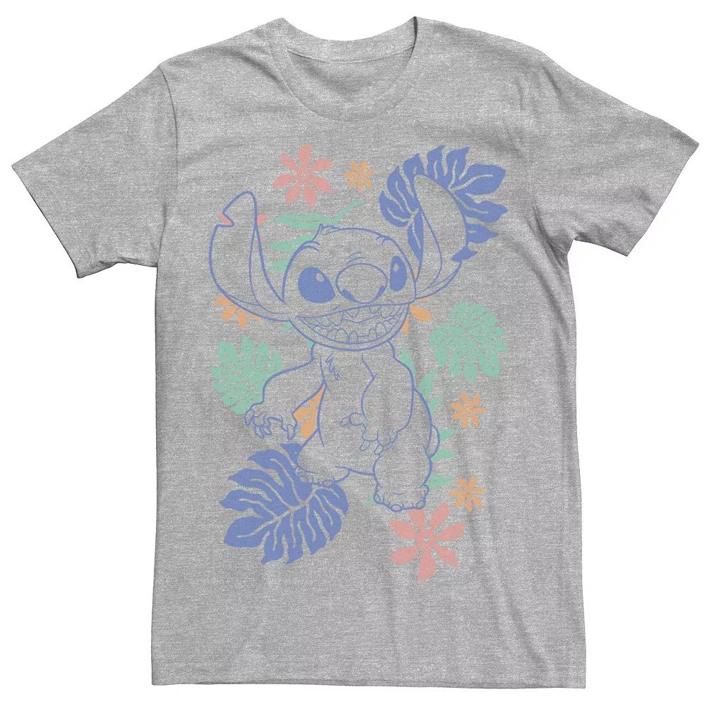 Disney's Lilo & Stitch Men's Hawaiian Plants Stitch Outline Sketch Tee,  Product Image