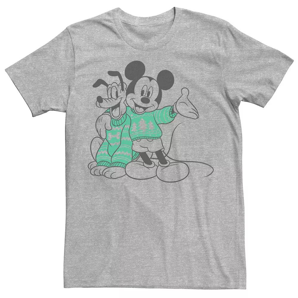 Disney's Mickey And Pluto Christmas Outline Men's Tee,  Product Image