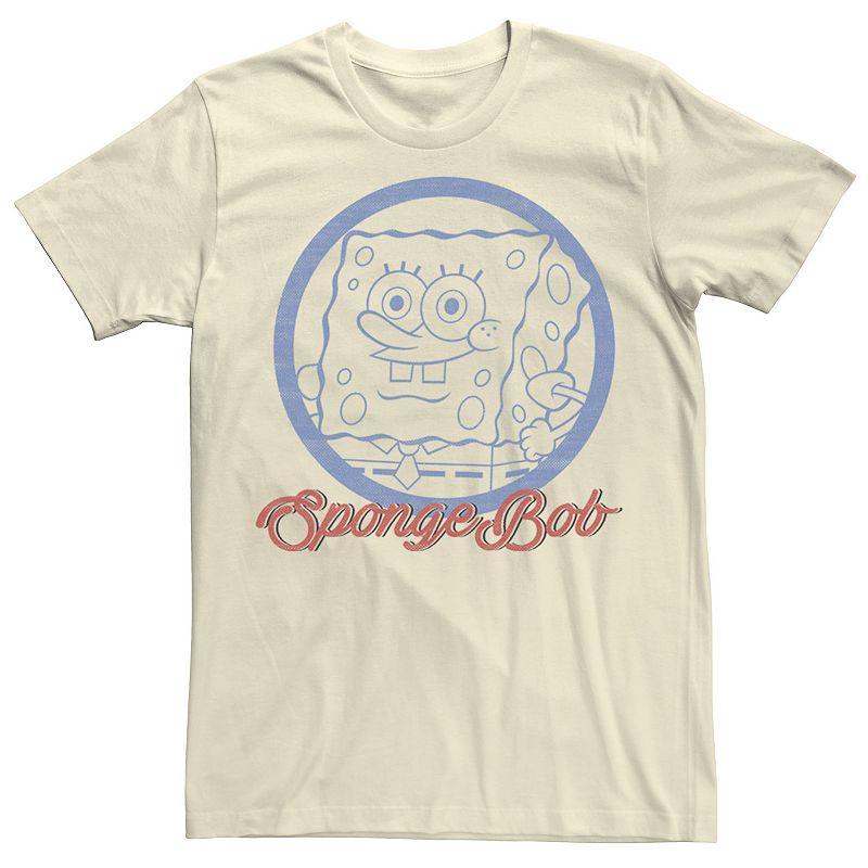 Men's Nickelodeon SpongeBob SquarePants Line Art Cursive Logo Portrait Graphic Tee,  Product Image
