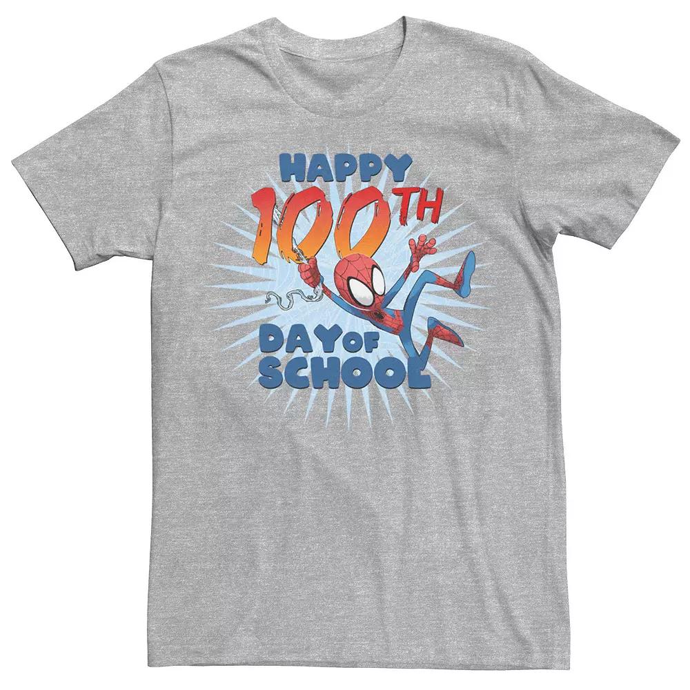 Men's Marvel Spider-Man 100th Day Of School Text Tee, Size: Small, Athletic Grey Product Image