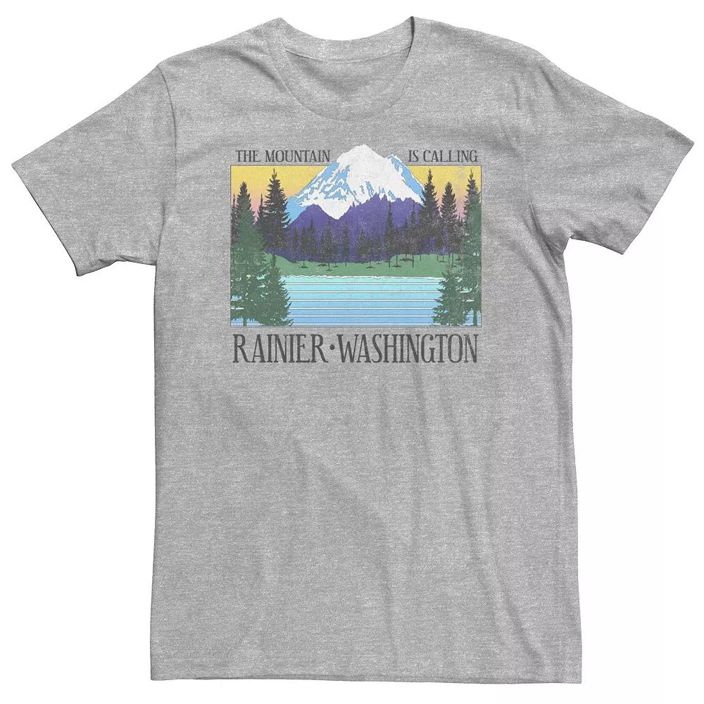 Big & Tall Rainier Washington "The Mountain Is Calling" Tee, Men's, Size: 4XL, Athletic Grey Product Image