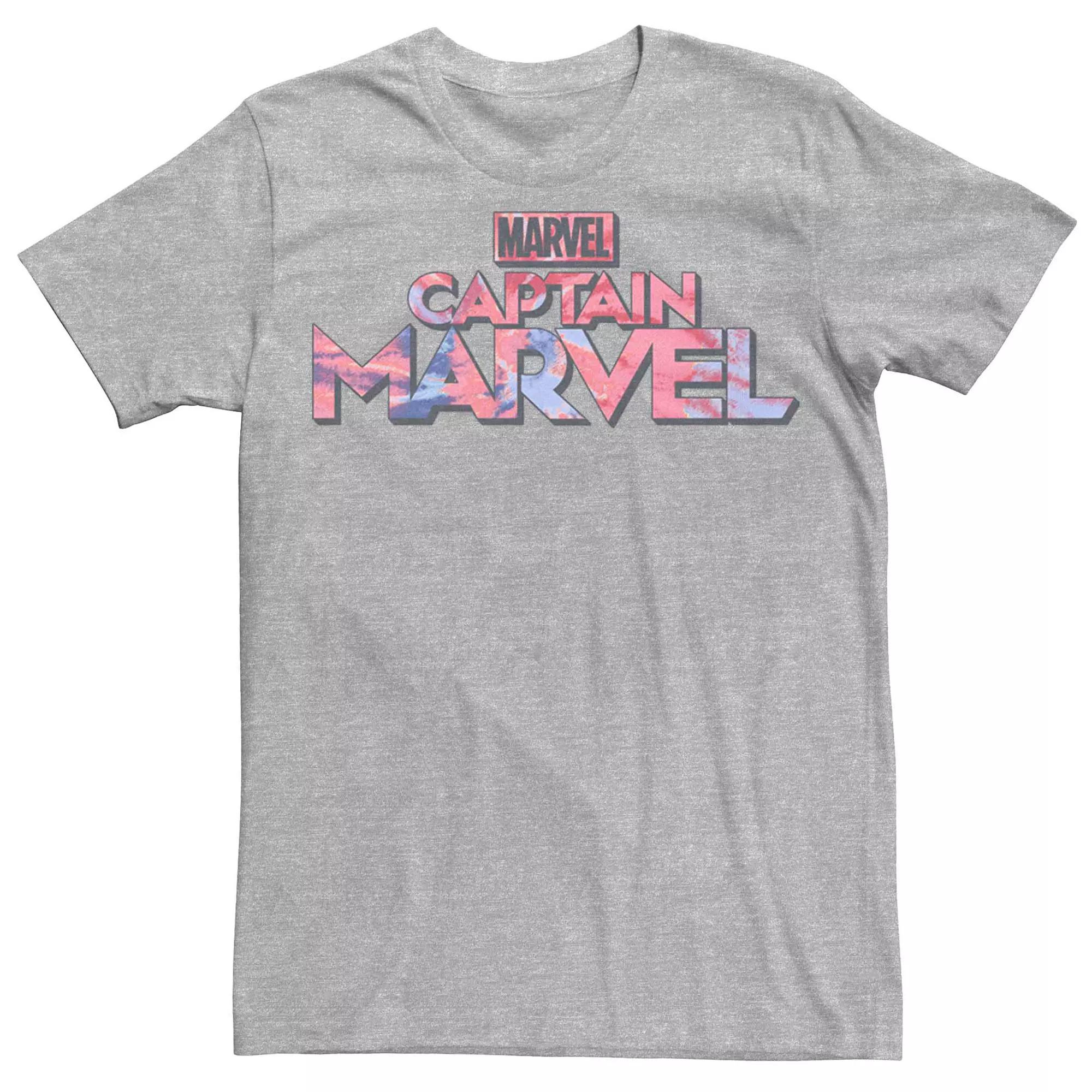 Men's Marvel Captain Marvel Tie Dye Text Logo Tee,  Product Image