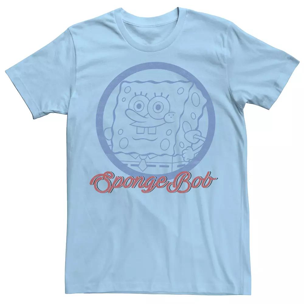 Men's Nickelodeon SpongeBob SquarePants Line Art Cursive Logo Portrait Graphic Tee,  Product Image