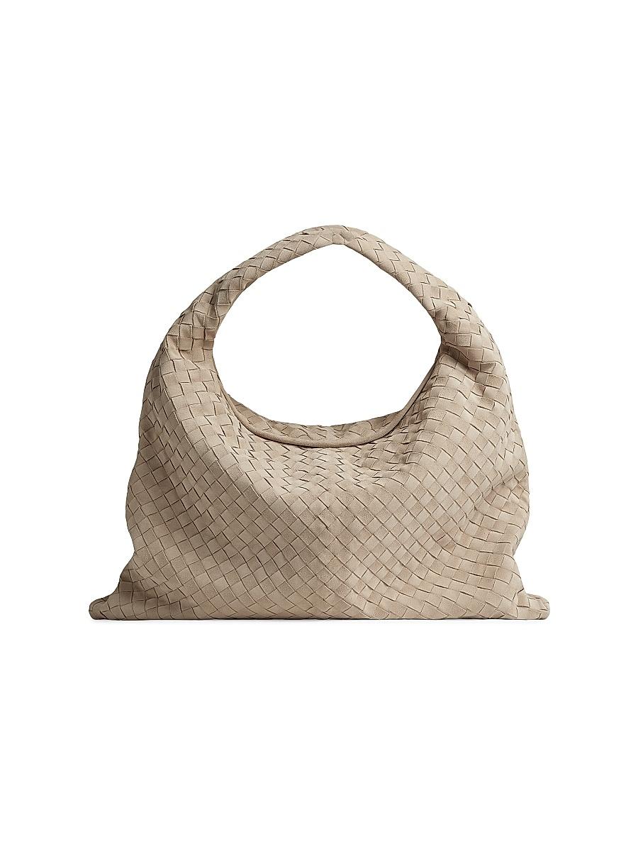 Womens Large Hop Intrecciato Suede Hobo Bag Product Image