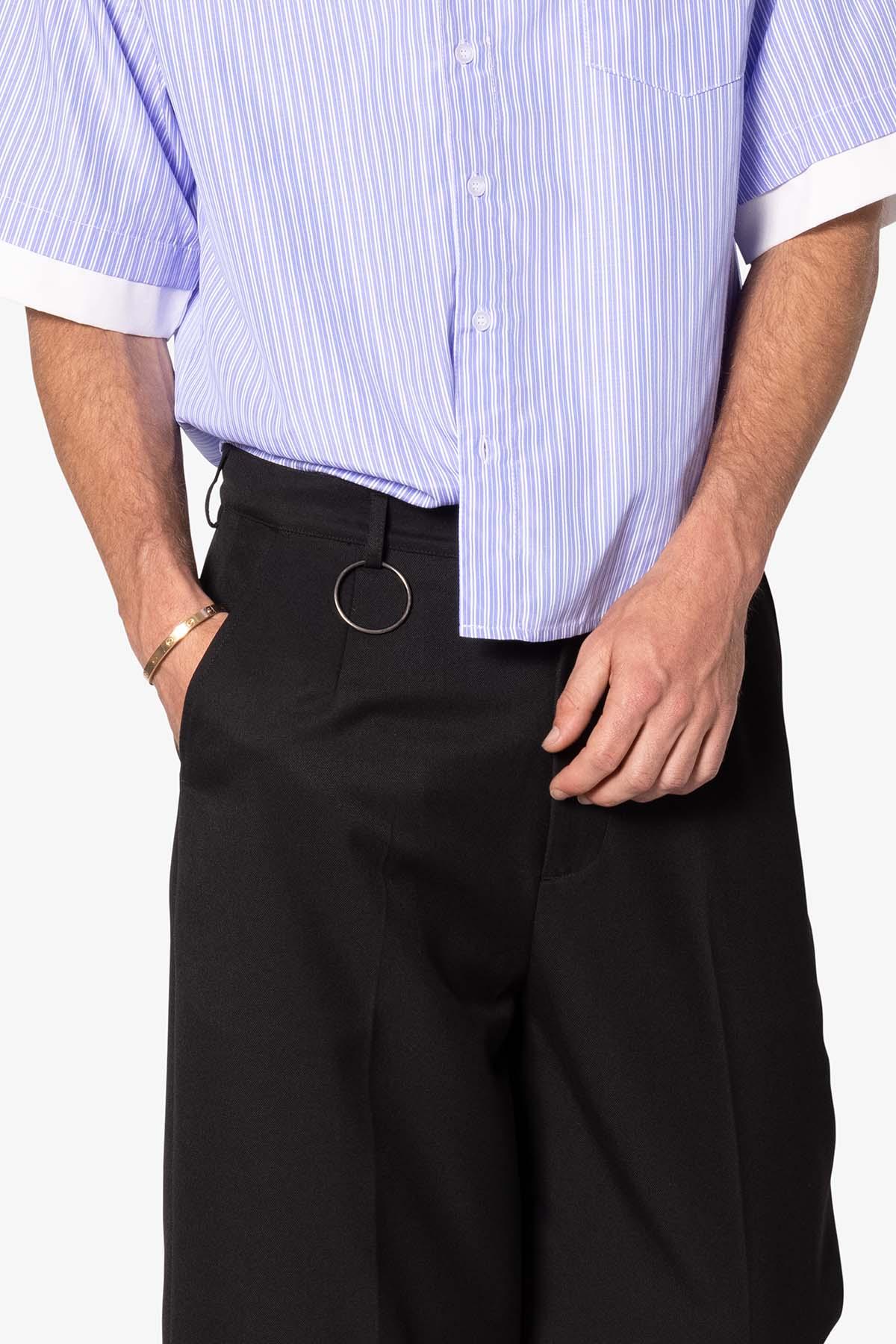 Brushed Twill Layered Pants - Black Product Image