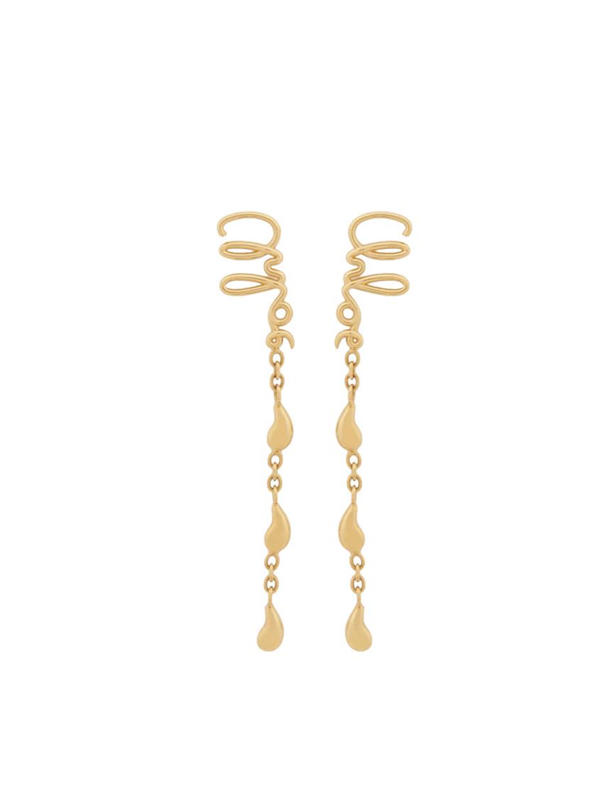 CHLOÉ Iconic Signature Dangling Earrings In Gold Product Image
