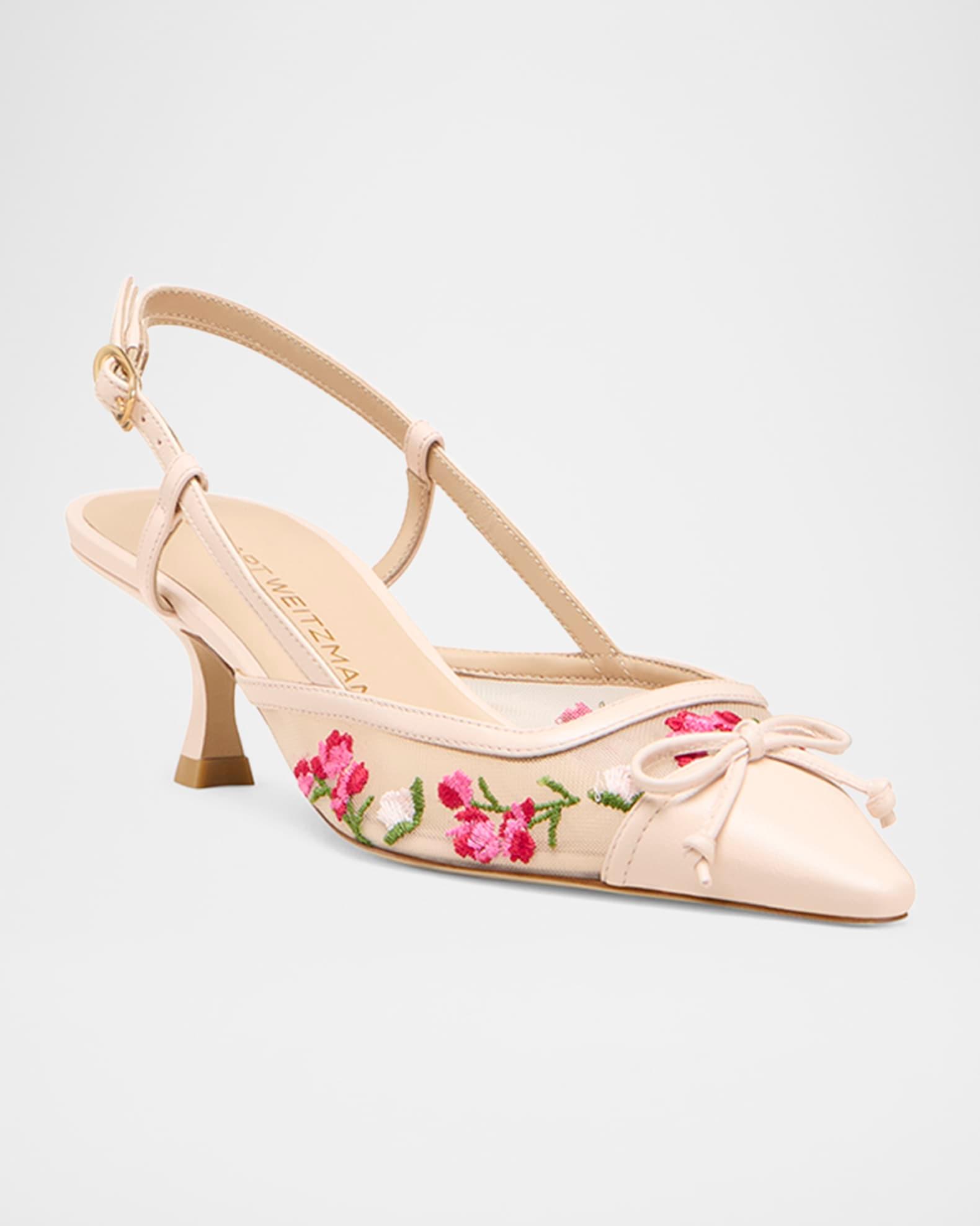 Kitty Embroidered Slingback Pumps Product Image