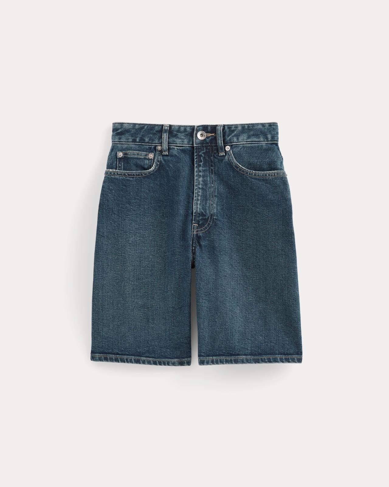 The Long A-Line Denim Short Product Image