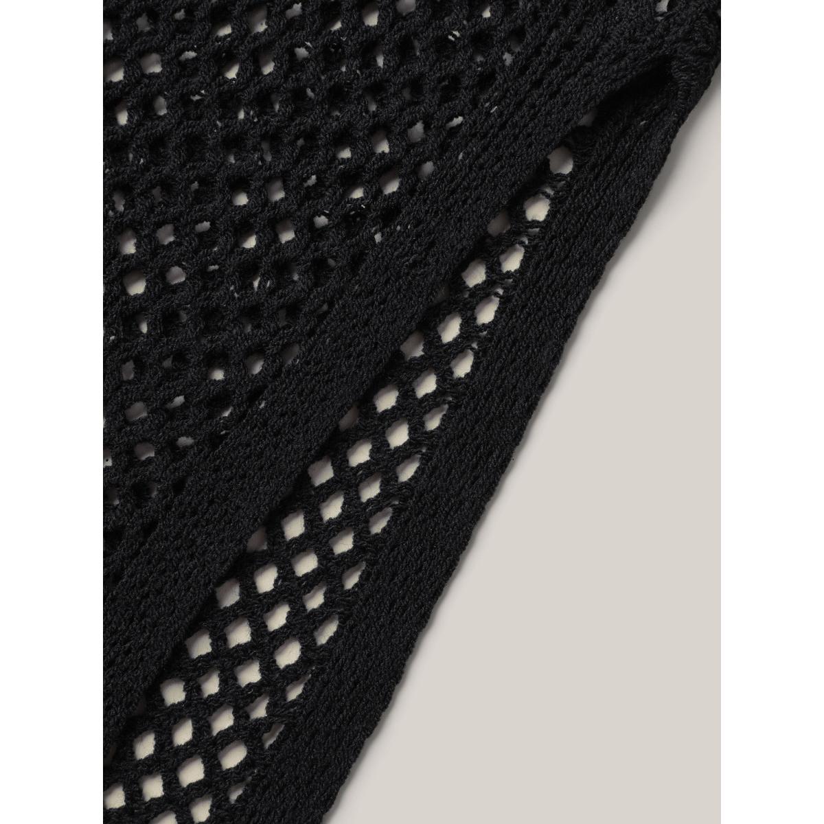 Plus Size Floral Jacquard Pattern Cut-Out Swim Cover-Up Women's Swimwear Black Beach Loose Cut-Out Curve Swim Cover Ups BloomChic 30/6X Product Image