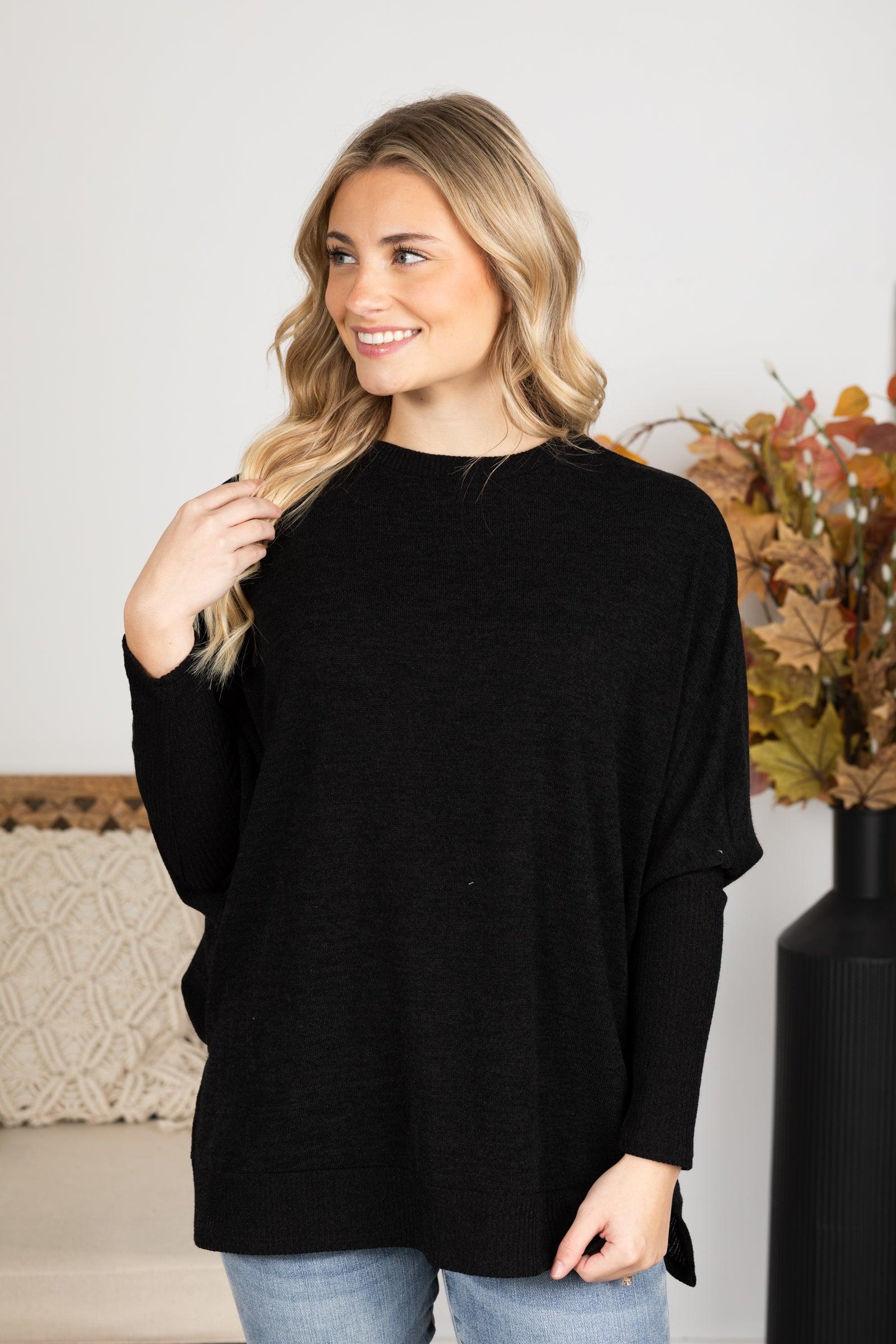 Long Sleeve Melange Knit Top Product Image