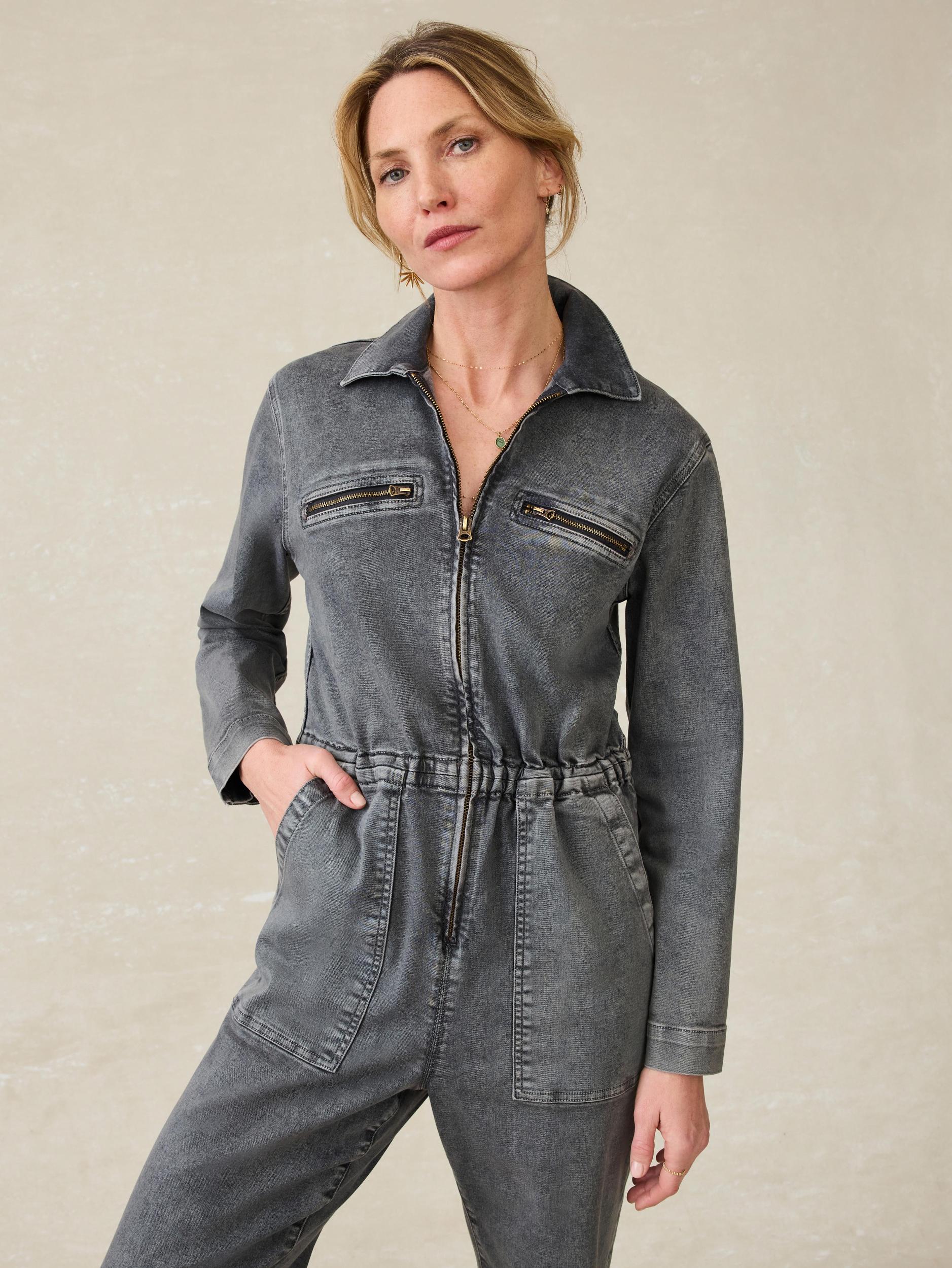 Sunwashed Denim Jumpsuit - Washed Black Female Product Image