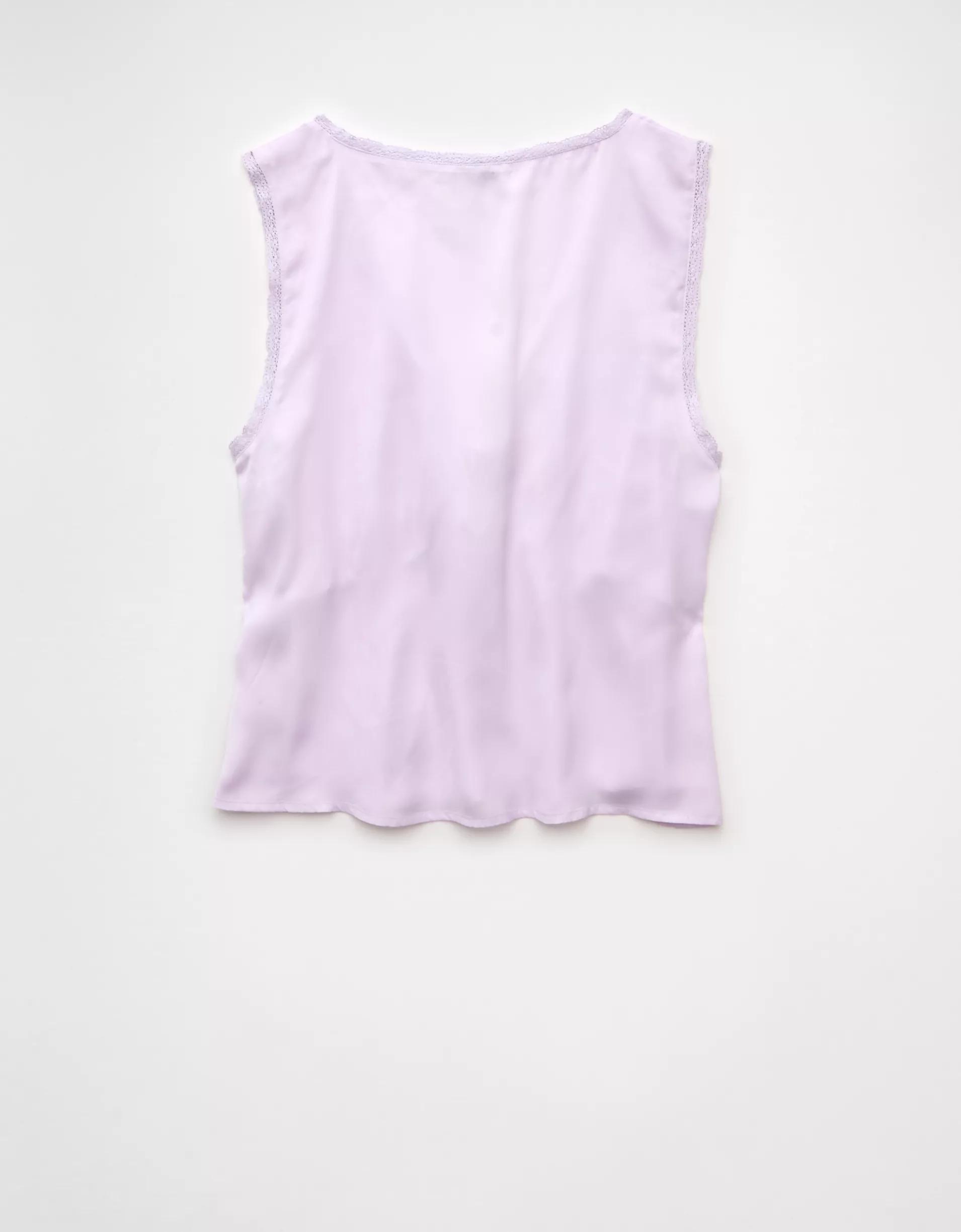 AE V-Neck Satin Slip Tank Top Product Image
