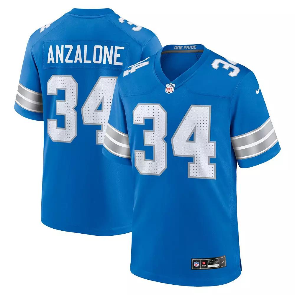 Men's Nike Alex Anzalone Blue Detroit Lions Game Jersey,  Product Image