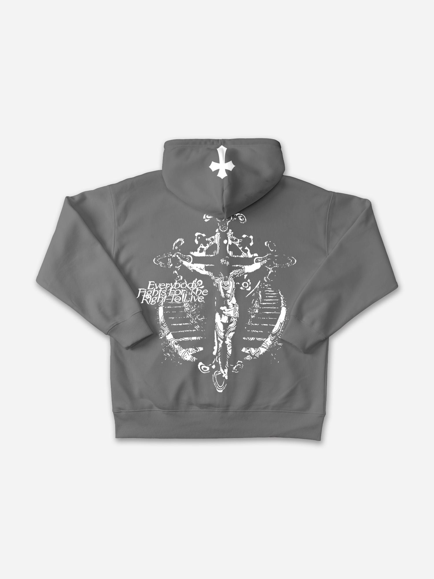 Men's Oversized Y2k Trendy Cross Graphic Zip-Up Hoodie Product Image