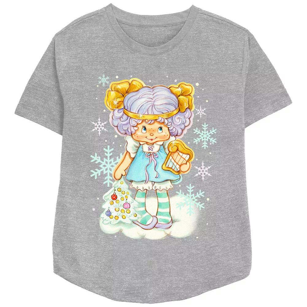 Women's Strawberry Shortcake Angel Cake Winter Wonderland Relaxed Fit Graphic Tee, Size: XS, Athletic Grey Product Image