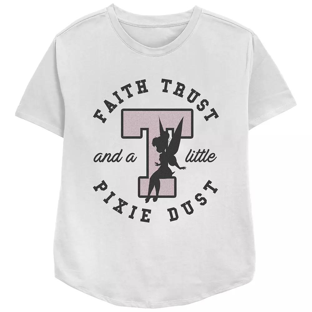 Disney's Tinker Bell Faith Trust And A Little Pixie Dust Stamp Relaxed Fit Women's Graphic Tee, Girl's,  Product Image