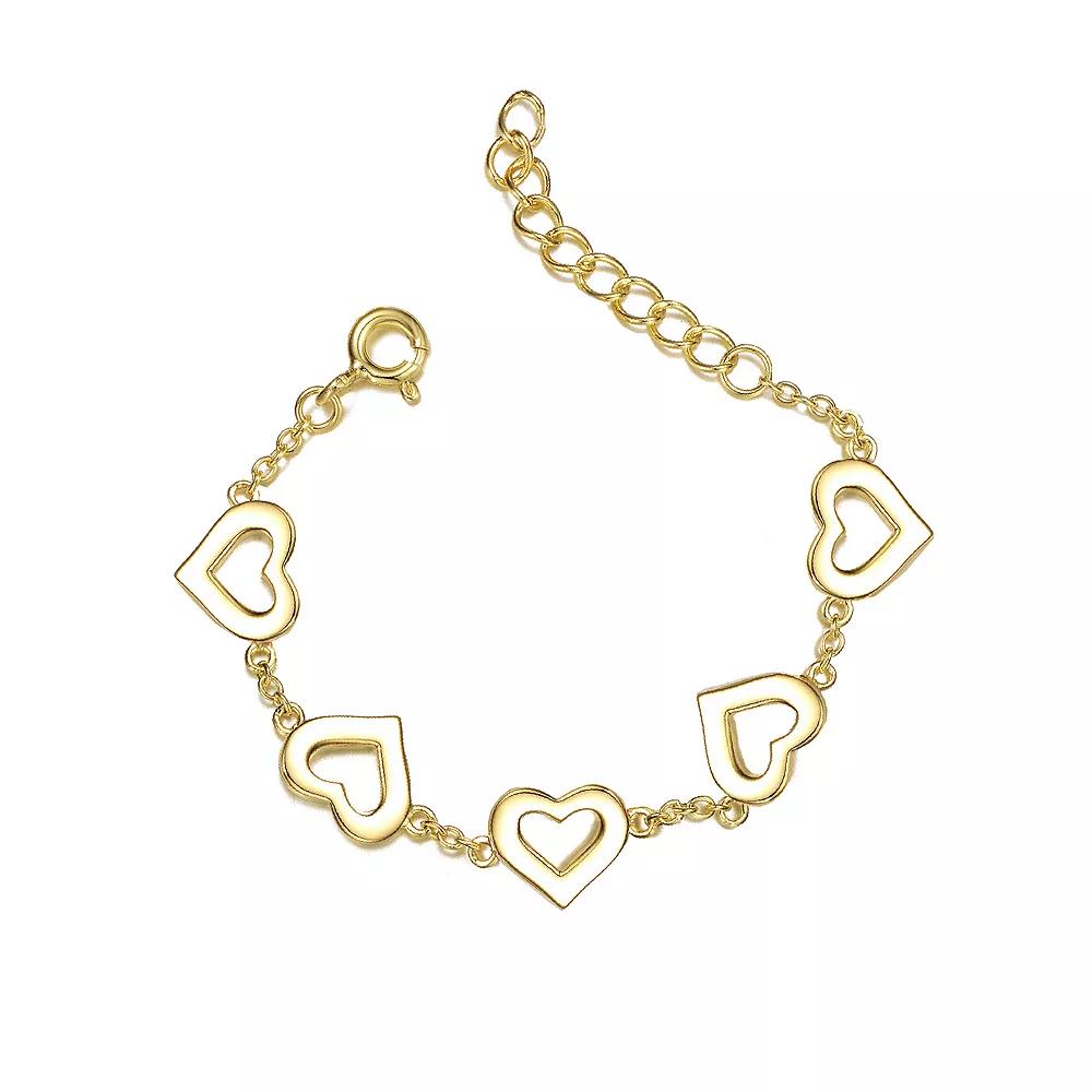 Kids 14k Gold Plated Heart Station Bracelet, Womens Gold Tone Yellow Product Image