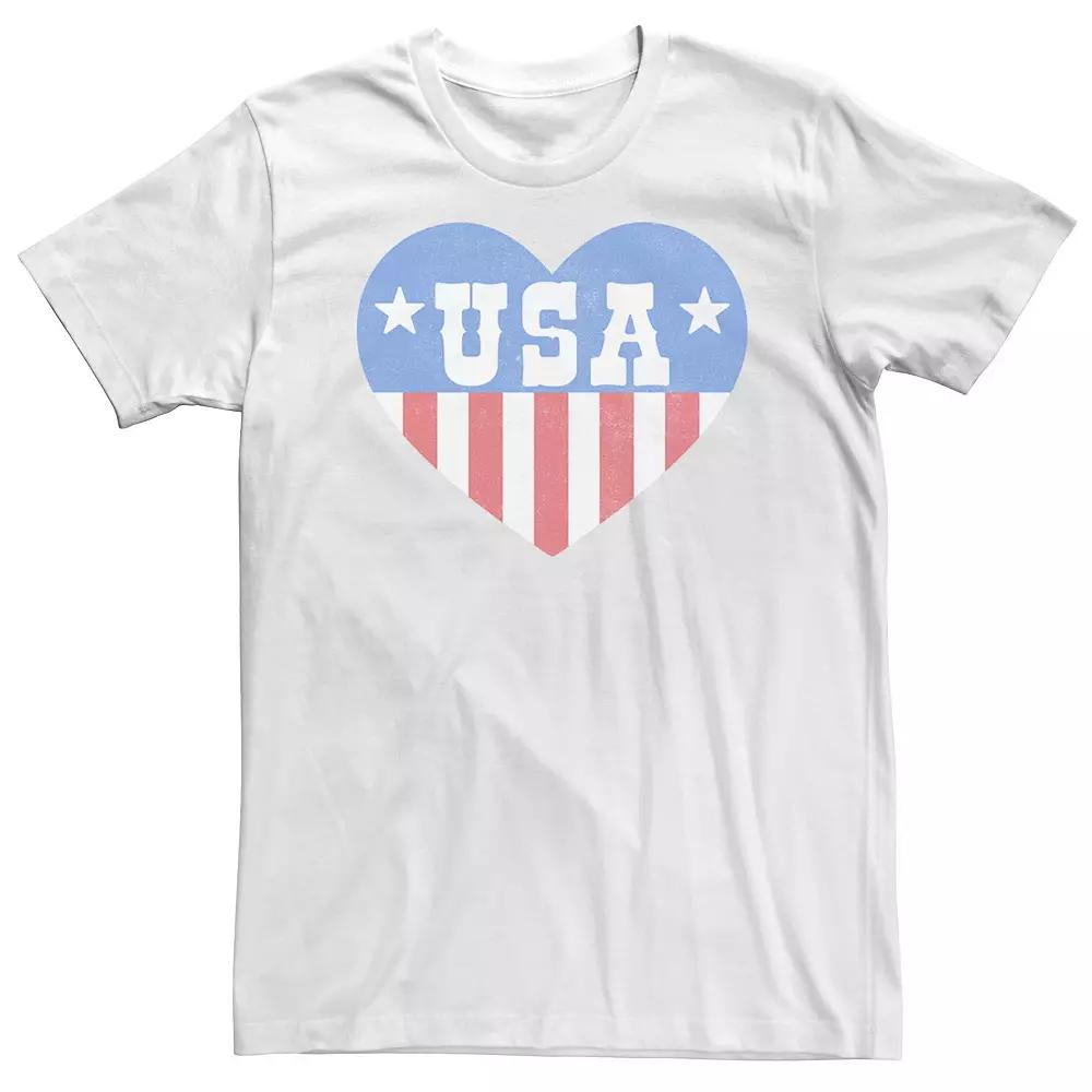 Big & Tall Americana Heart Red White and Blue USA Tee, Men's,  Product Image