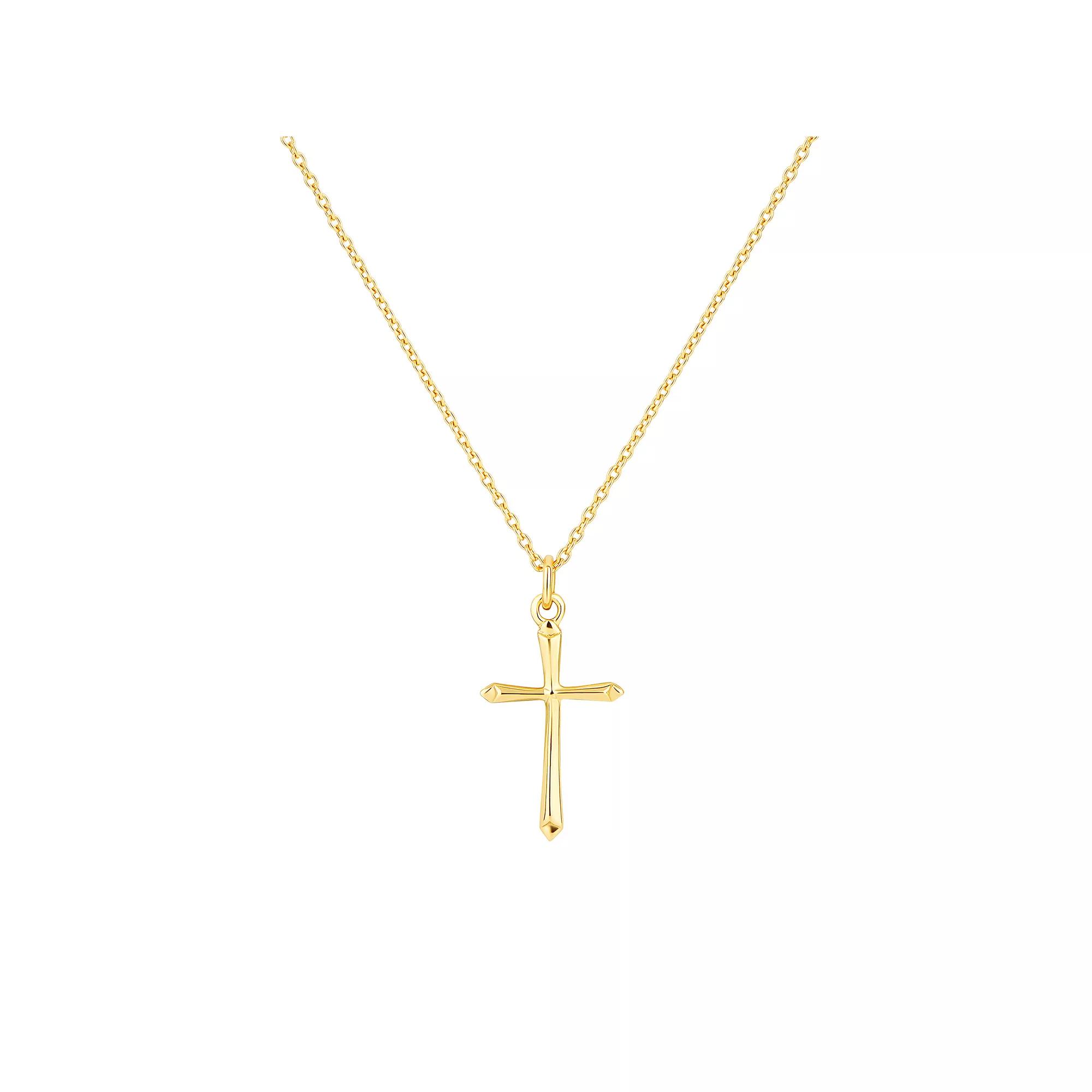 PRIMROSE Sterling Silver Polished Cross Pendant Necklace, Women's, Size: 18", Yellow Gold Tone Product Image