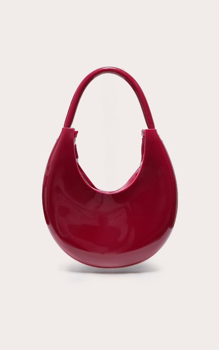 Burgundy Patent Pu Round Shoulder Bag Product Image