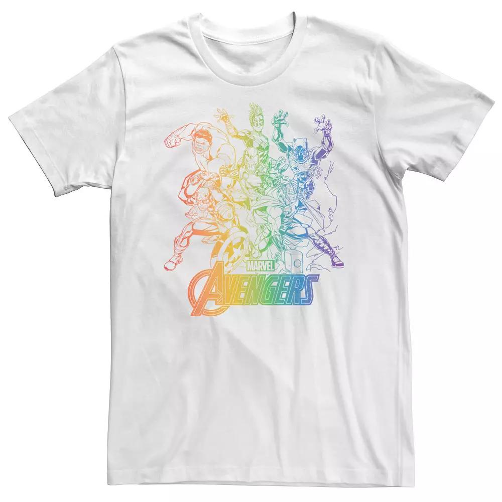 Big & Tall Marvel Avengers Pride Rainbow Gradient Outline Tee, Men's,  Product Image