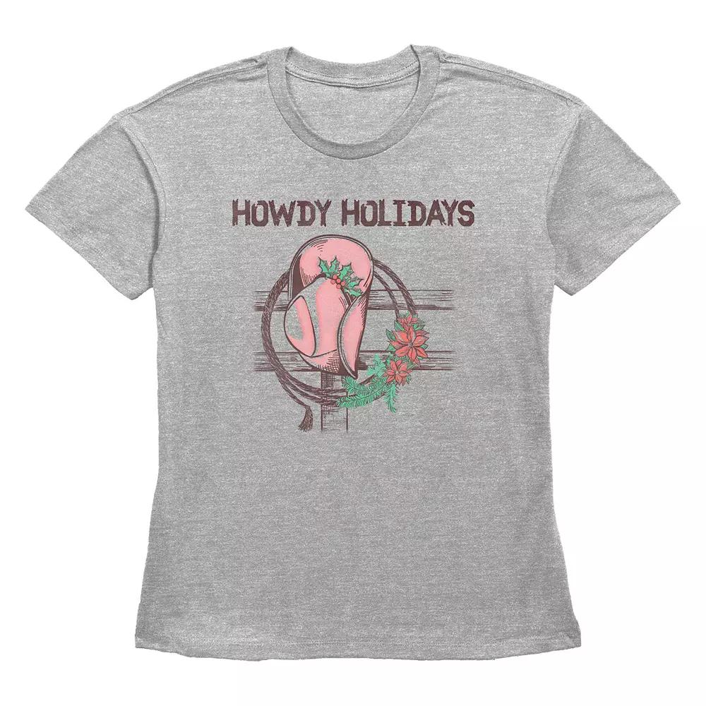 Women's Howdy Holidays Cowgirl Hat Graphic Tee,  Product Image