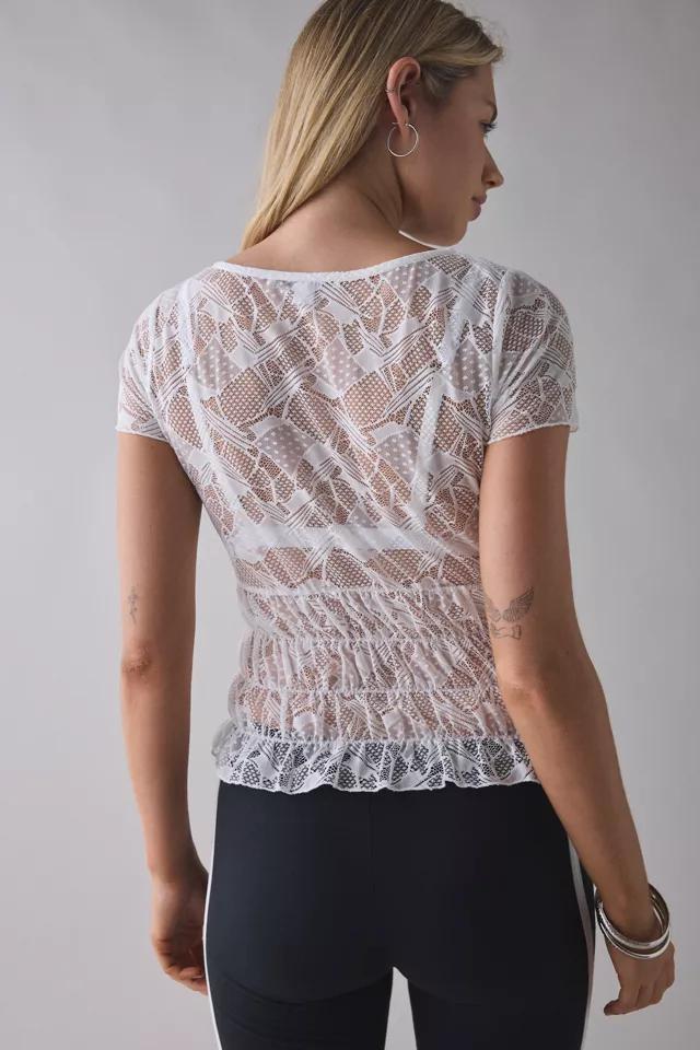 Kimchi Blue Miley Sheer Lace Smocked Crop Top Product Image