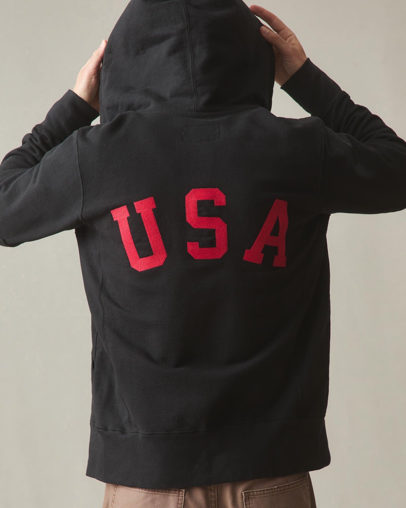 Men's Classic Full Zip USA Embroidery - Black Product Image