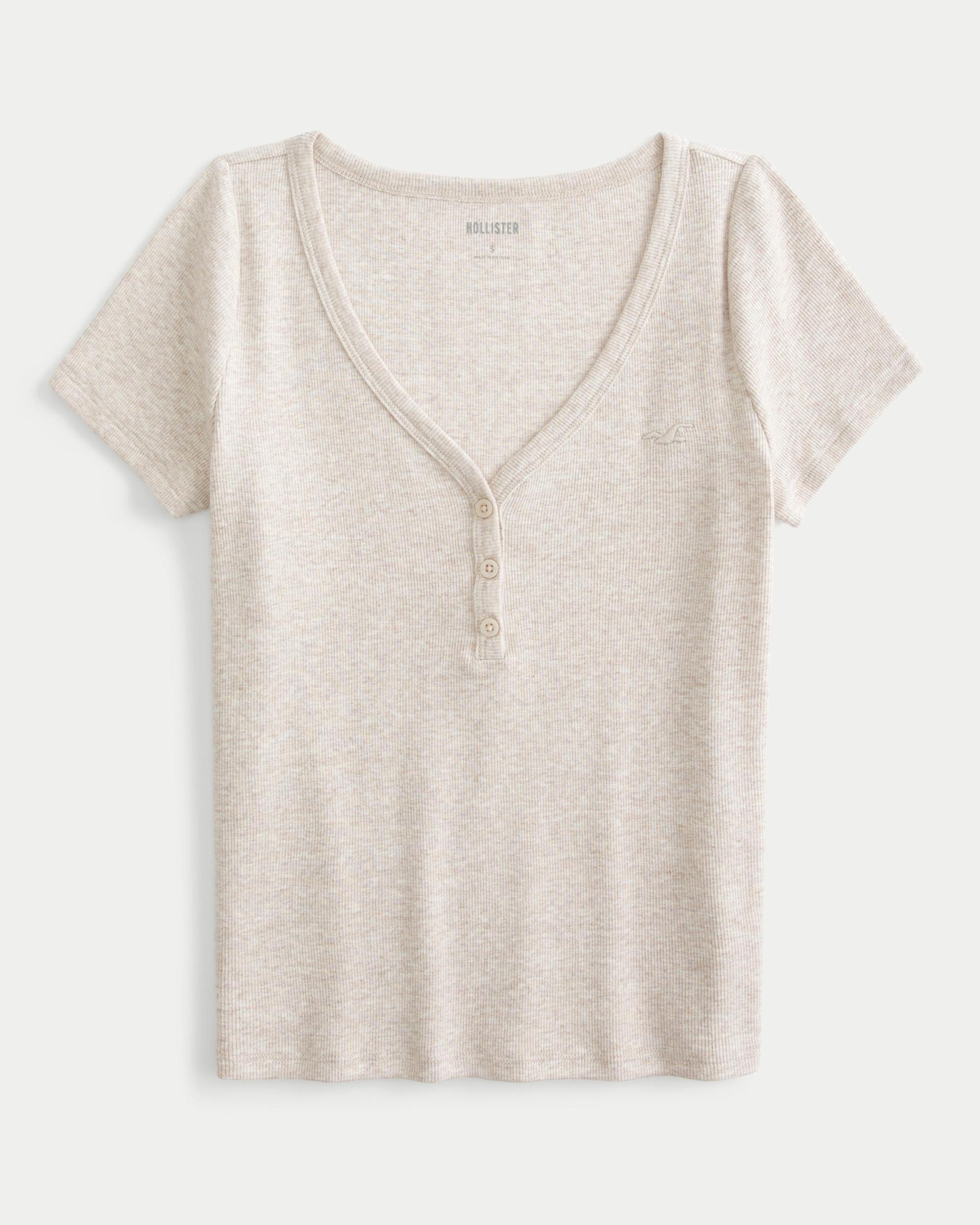 Ribbed Short-Sleeve Icon Henley Product Image