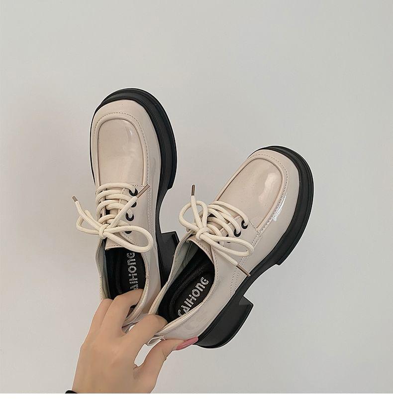 Block Heel Platform Lace Up Oxfords Product Image