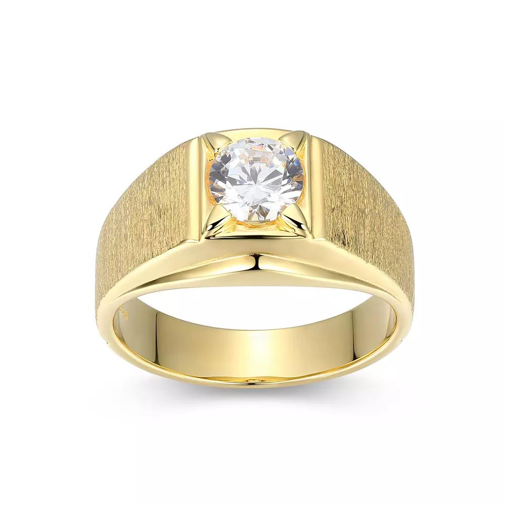 Men's 18k Gold Over Silver Cubic Zirconia Ring, Size: 9, Gold Tone Product Image