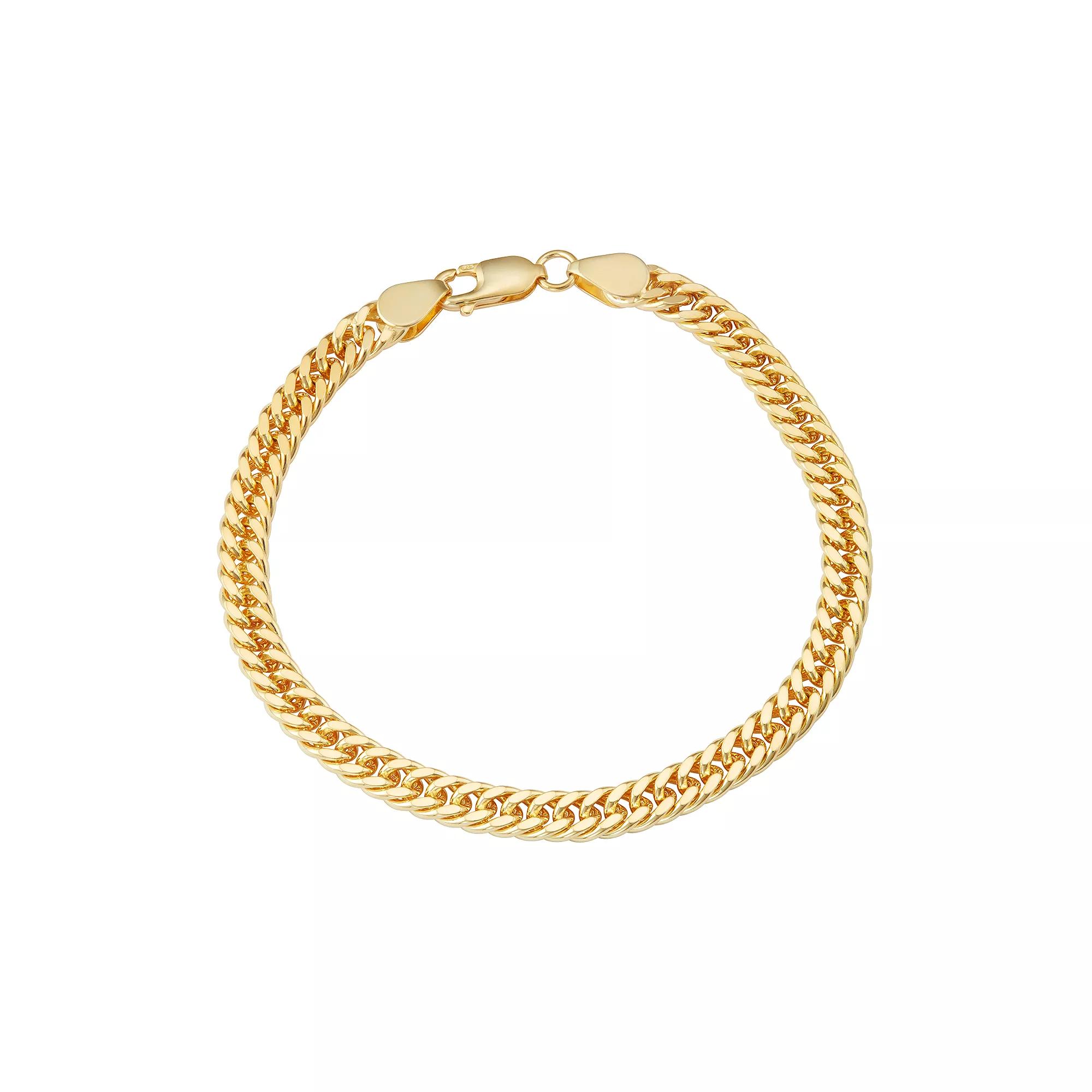 Jordan Blue Men's Sterling Silver Curb Chain Bracelet, Size: 8.5", 14k Gold Product Image