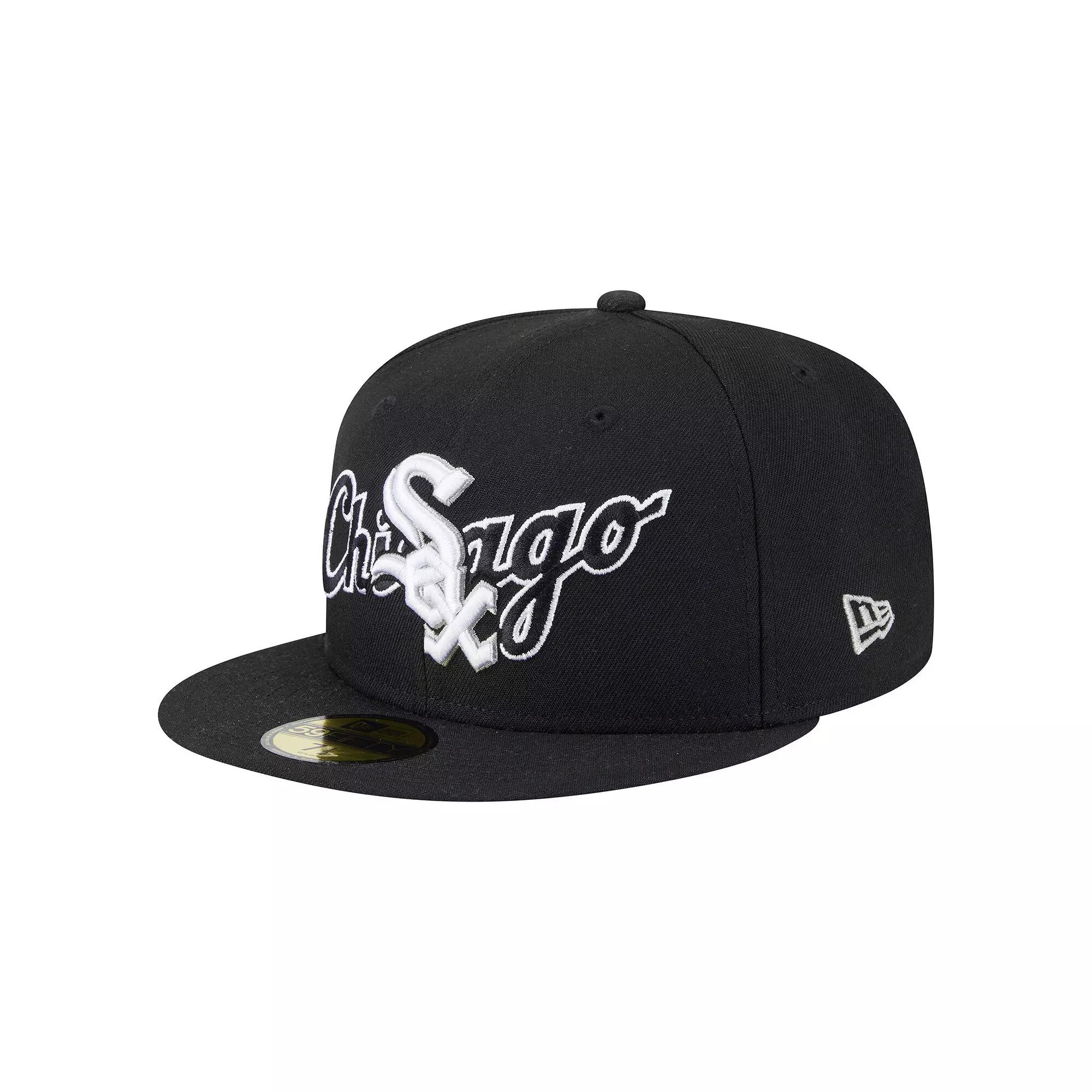 Men's New Era Black Chicago White Sox Overlap 59FIFTY Fitted Hat,  Product Image