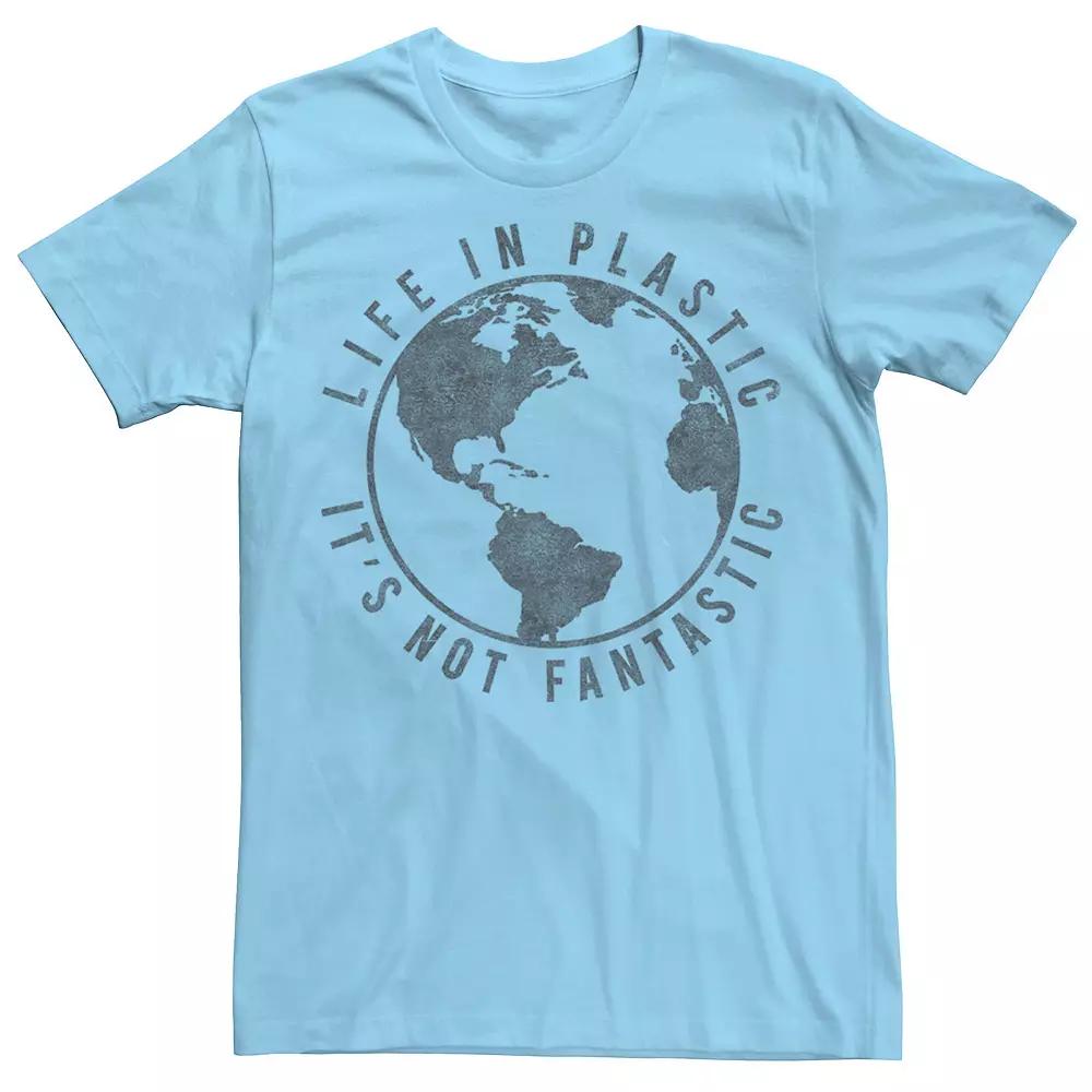 Men's Life In Plastic Its Not Fantastic Earth Tee, Size: Medium, Light Blue Product Image