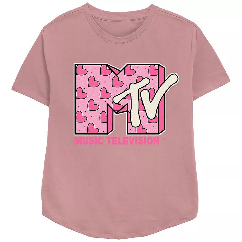 Women's MTV Heart Print Logo Graphic Tee, Girl's,  Product Image